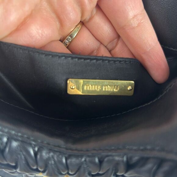 Miu Miu Matelassé Top Handle Leather Bag - gold hardware - Picture 10 of 14